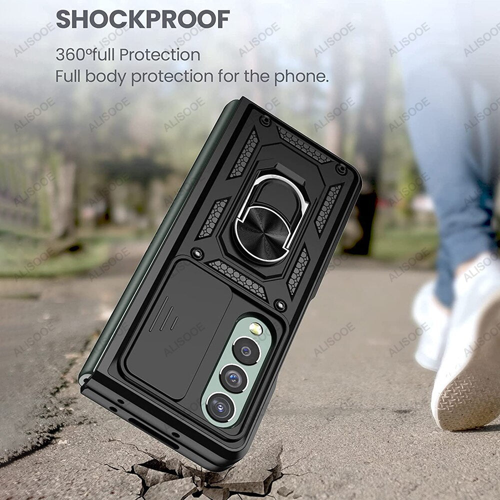 Armor Case with Lens Protection & Stand For Samsung Galaxy Z Fold 4