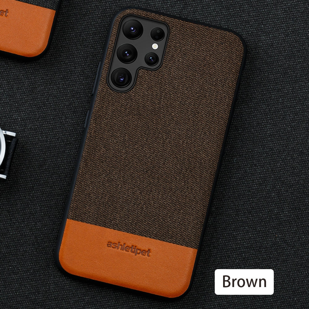 Canvas Leather Cover Case for Samsung Galaxy s22 Series