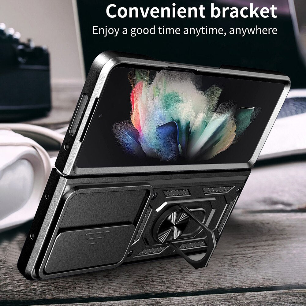 Armor Case with Lens Protection & Stand For Samsung Galaxy Z Fold 4