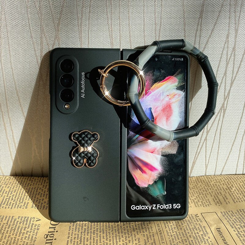 Fashion wrist Bracelet Chain Bear Phone case For Samsung Galaxy Z Fold