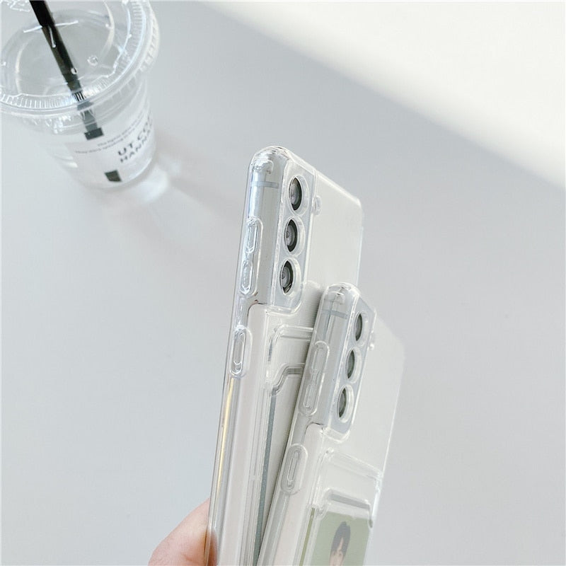 Card Holder Wallet Clear Case For Samsung S22 Series