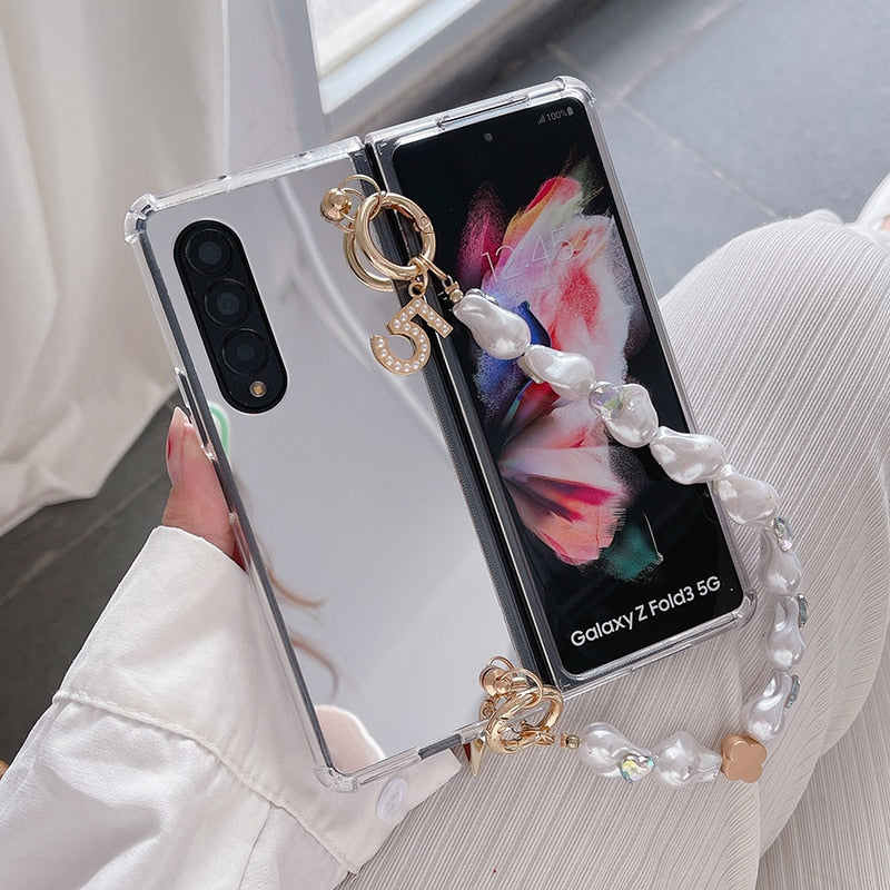 Makeup Mirror Shockproof Phone Case For Samsung Galaxy Z Fold 3 5G