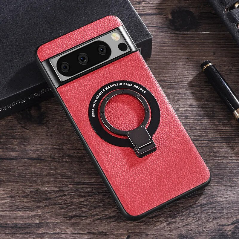 Magnetic Leather Case with Bracket for Google Pixel 8 Series