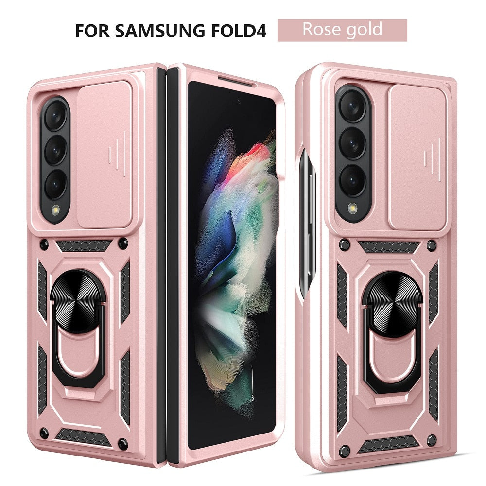 Armor Case with Lens Protection & Stand For Samsung Galaxy Z Fold 4