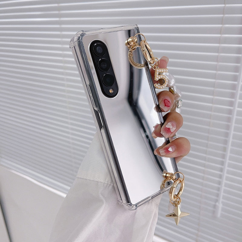 Makeup Mirror Shockproof Phone Case For Samsung Galaxy Z Fold 3 5G
