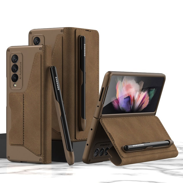 Flip Folding Leather Case For Z Fold 3