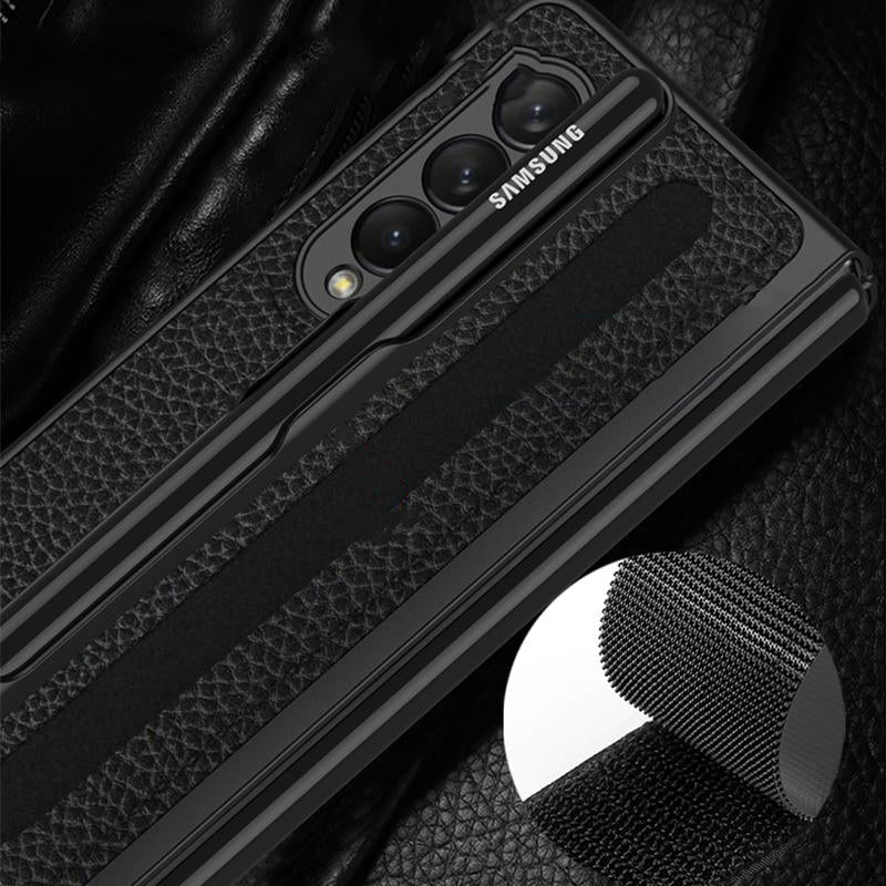 Removable Pen Holder Leather Cover For Z Fold 3