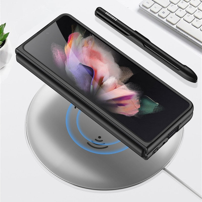 Removable Pen Holder Leather Cover For Z Fold 3