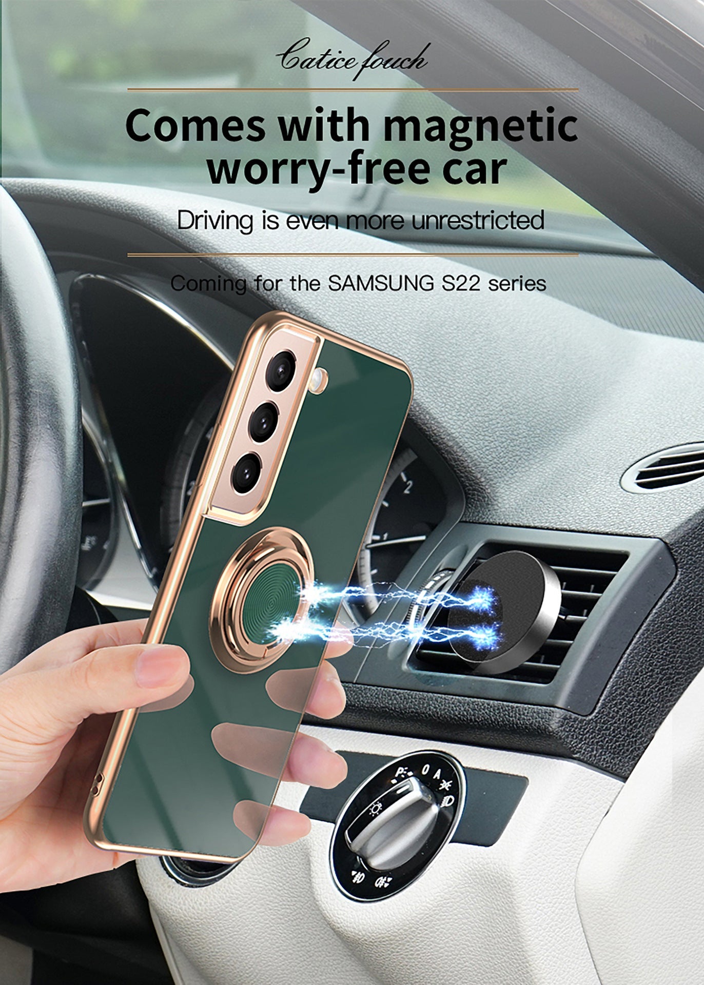 Case for Samsung S22 Ultra Plus Fastened Ring Car Electroplating