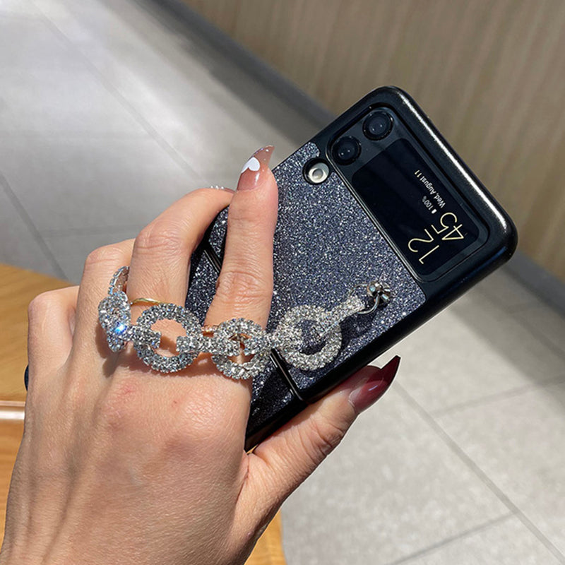 Woman Luxury Portable Rhinestone Bracelet Case For Samsung Galaxy Z Flip 3