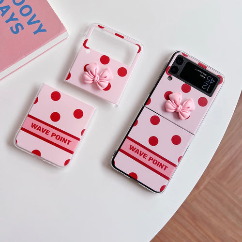 Cute Cartoon DIY Polka Dot Bow Case For Samsung Galaxy Z Flip 3