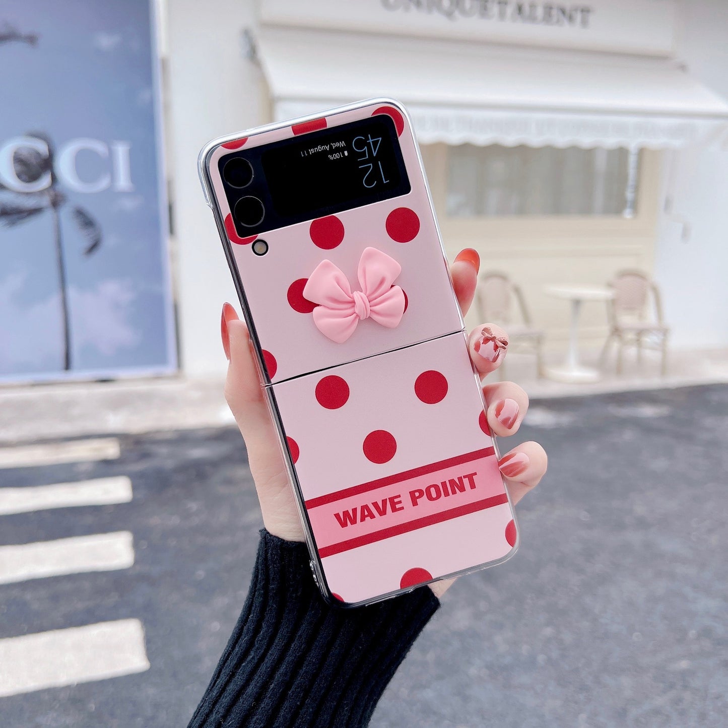 Cute Cartoon DIY Polka Dot Bow Case For Samsung Galaxy Z Flip 3