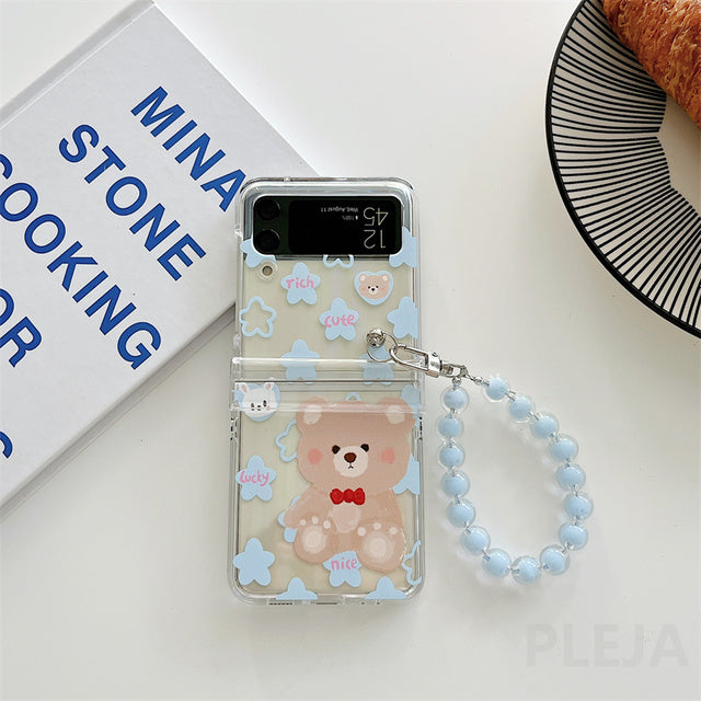 Cute Cartoon Bear Stand Phone Case For Samsung Galaxy Z Flip 3