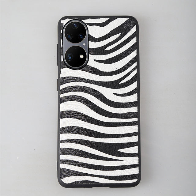 Leather Zebra Pattern Phone Case for Huawei P50