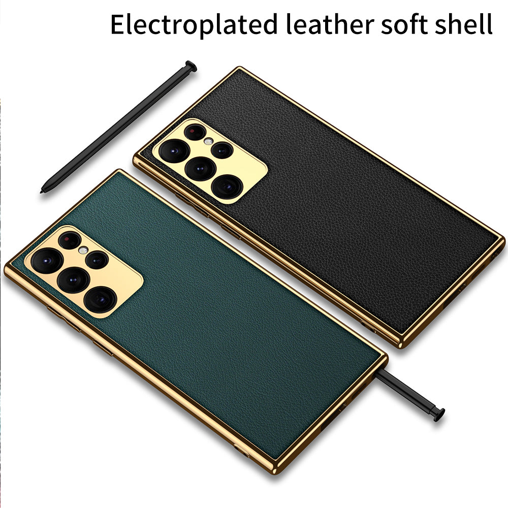 Luxury Plating Leather Case For Samsung Galaxy S22 Series