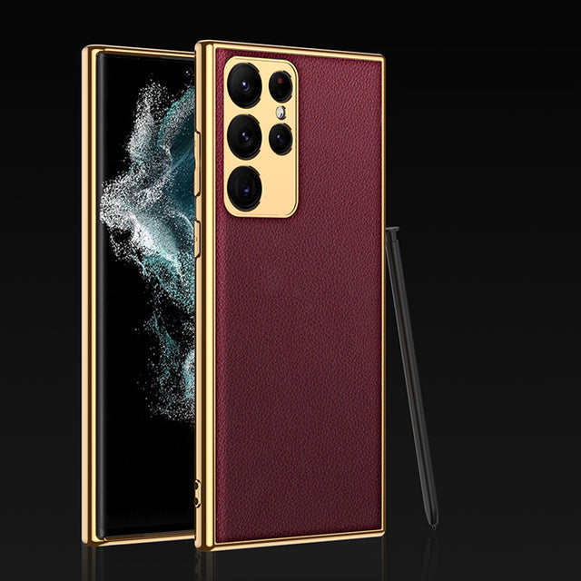 Luxury Plating Leather Case For Samsung Galaxy S22 Series