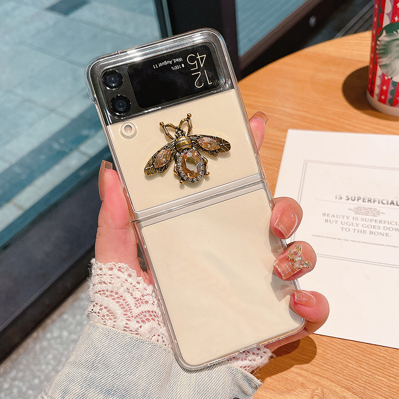 Luxury Jewellery Retro Cartoon 3D Diamond Bee Phone Case For Samsung Galaxy Z Flip 3 5G