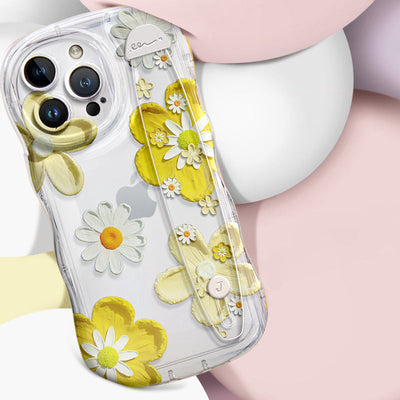 iPhone Series | “Daisy” Design Anti-fall Soft Silicone Transparent Wristband Phone Case