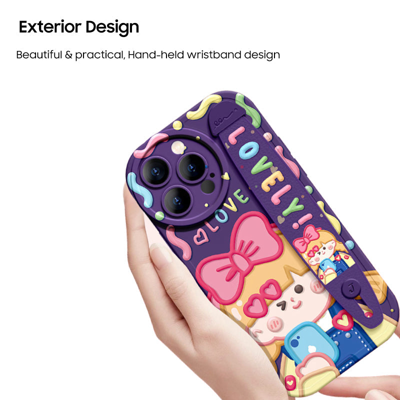 iPhone Series | “Cute Girl”  Liquid Silicone Wristband Phone Case