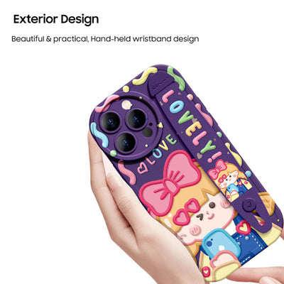 iPhone Series | “Cute Girl”  Liquid Silicone Wristband Phone Case