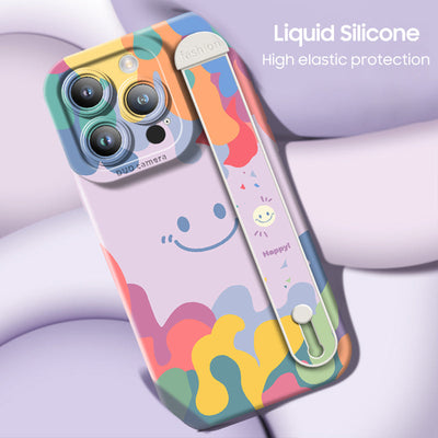 iPhone Series | Smiley Watercolor Liquid Silicone Wristband Phone Case