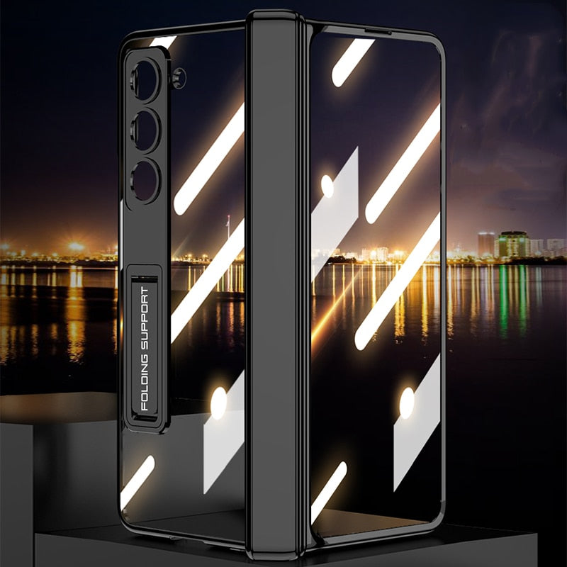 Transparent Magnetic Hinge Case with Stand for Samsung Galaxy Z Fold 5