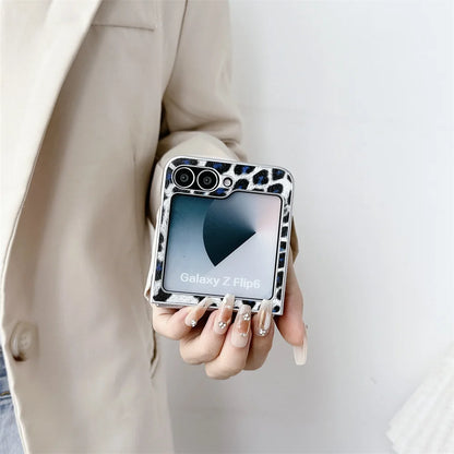 Fashion Leopard Print Plating Phone Case for Samsung Galaxy Z Flip Series