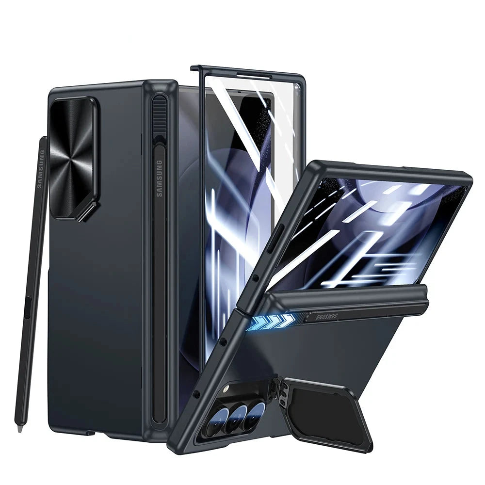 Samsung Galaxy Z Fold 6 Case with Camera Stand, Full Hinge Protection, S Pen Slot & Screen Protector