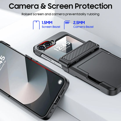 Rugged Shockproof Case with Built-In Screen Protector for Samsung Galaxy Z Flip 6 | Wireless Charging Compatible