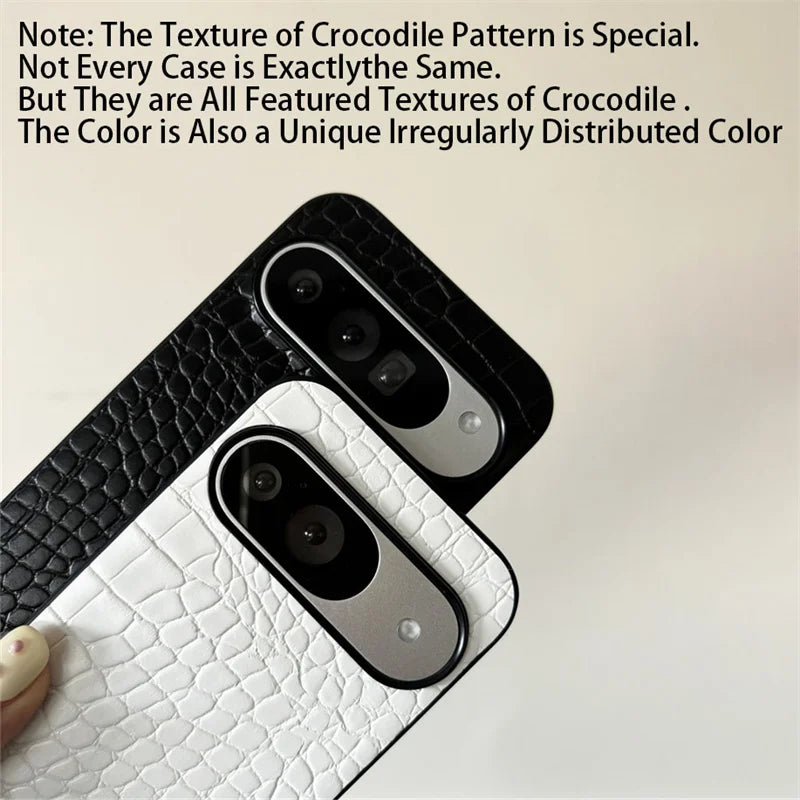 Luxury Retro Crocodile Pattern PU Leather Shockproof Case for Google Pixel 9 Pro XL