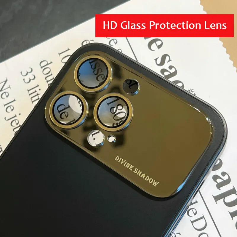 Luxury Camera Lens Glass Full Protect Matte Phone Case for iPhone