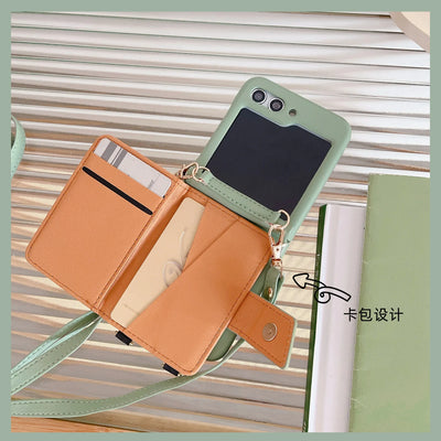 Crossbody Leather Wallet Case for Samsung Galaxy Z Flip 6/5/4/3 | Soft Shockproof with Card Holder