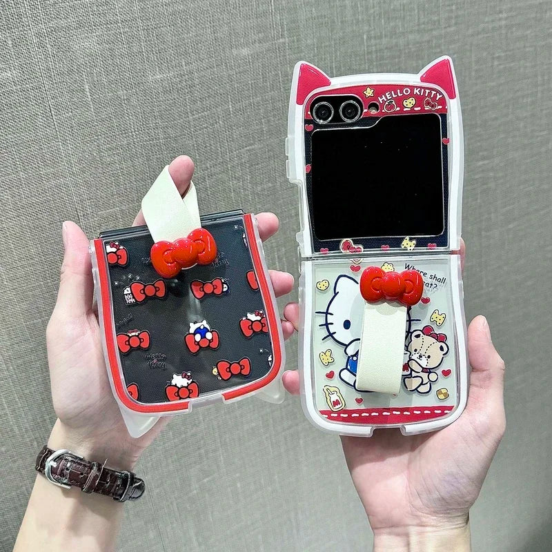 3D Cute Cartoon Sanrio Hello Kitty Bear Phone Case For Samsung Galaxy Z Flip