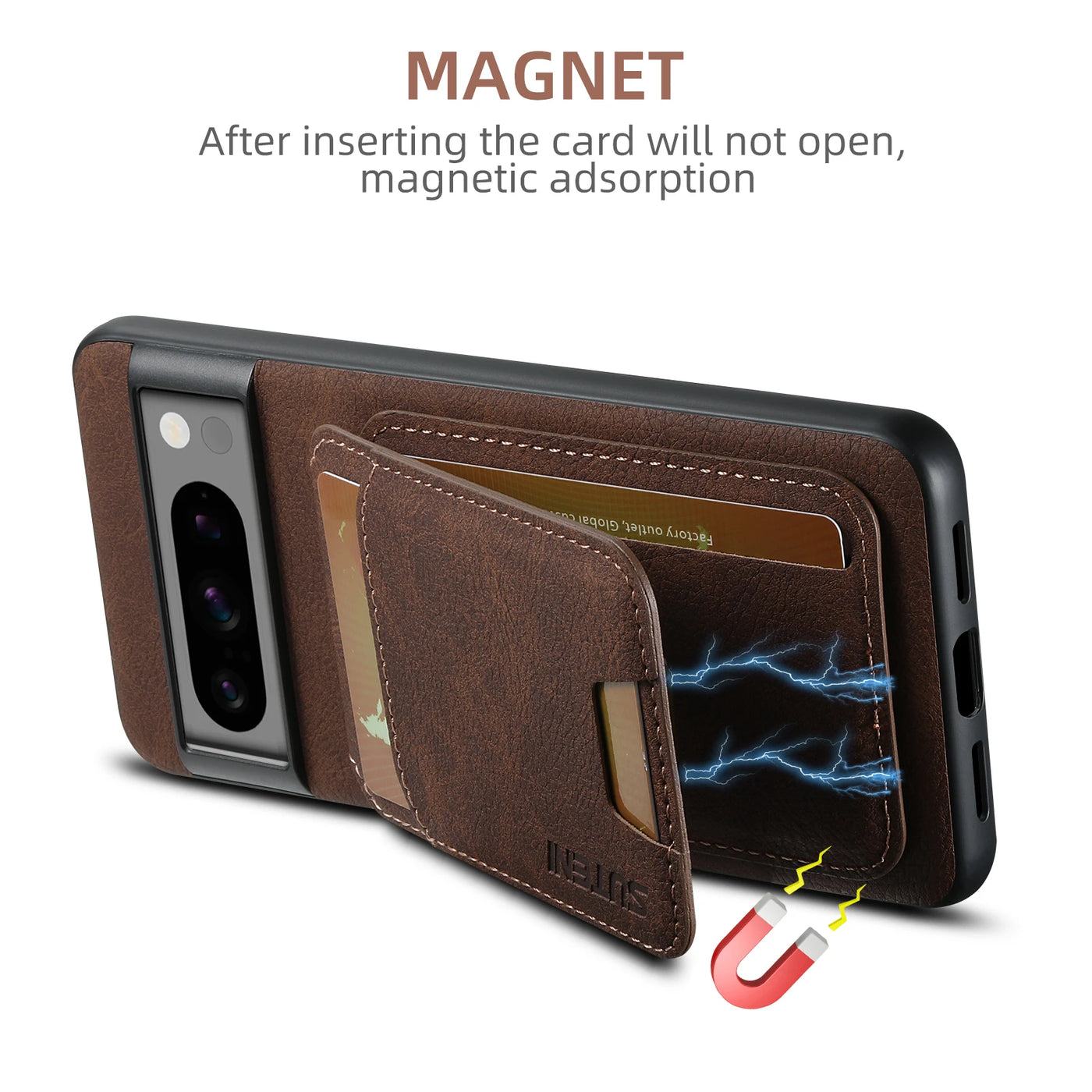 2 in 1 Magnetic Detachable Leather Wallet Case For Google Pixel Phones