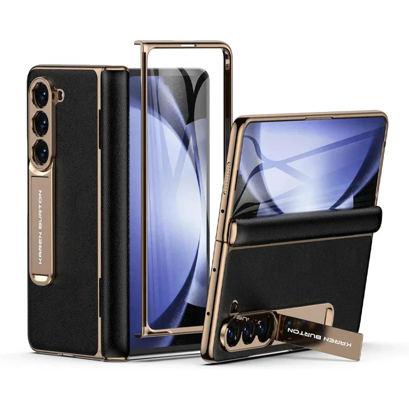 Luxury Leather Case with Stand & Screen Protection For Z Fold 5