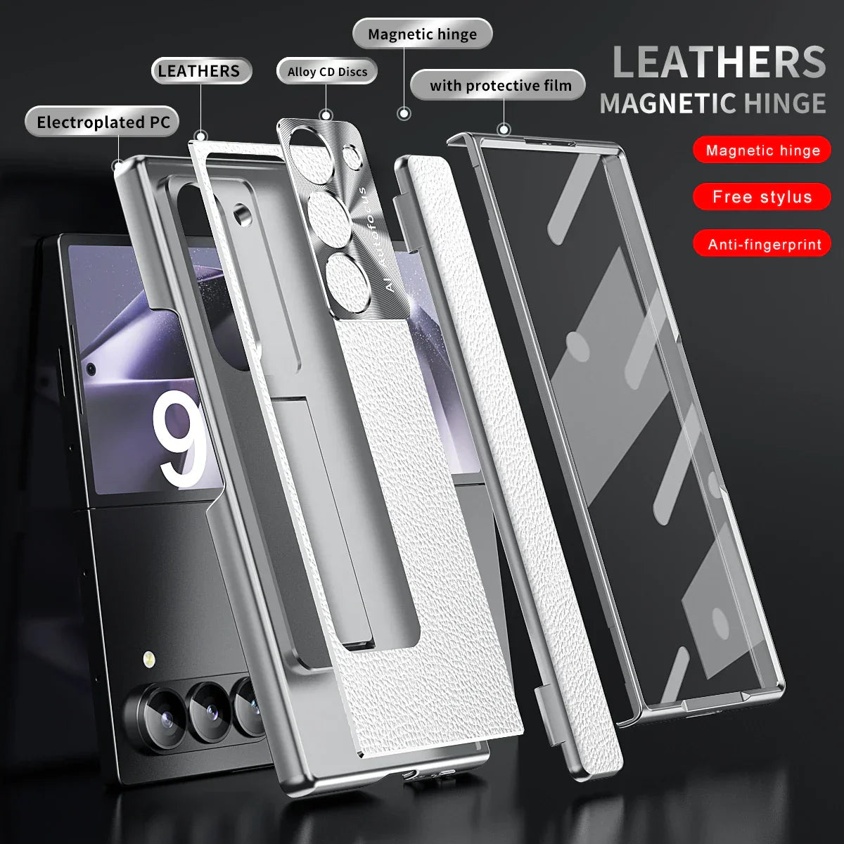 Leather Case with Bracket & Pen Holder For Samsung Galaxy Z Fold Series