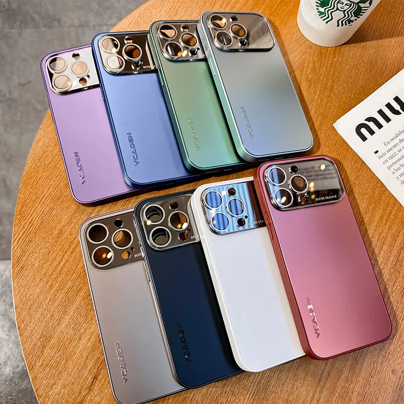 Luxury Camera Lens Glass Full Protect Matte Phone Case for iPhone