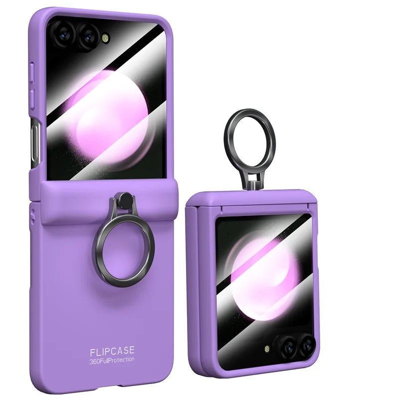 Shockproof Case with Hinge Protection & Ring Stand for Samsung Galaxy Z Flip 6