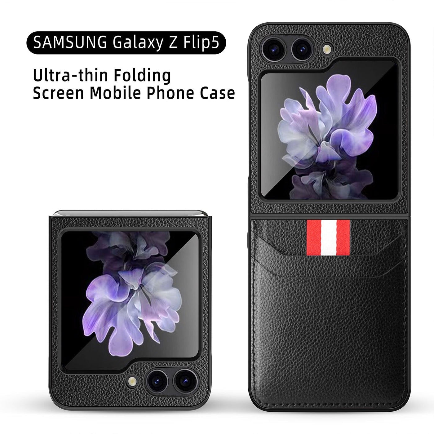 Leather Case with Card Holder for Samsung Galaxy Z Flip 5