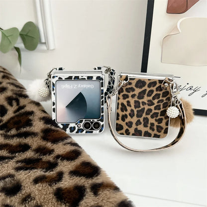 Fashion Leopard Print Plating Phone Case for Samsung Galaxy Z Flip Series