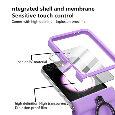 Shockproof Case with Hinge Protection & Ring Stand for Samsung Galaxy Z Flip 6