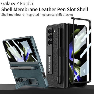 Leather Case with Bracket & Pen Slot For Samsung Galaxy Z Fold 5