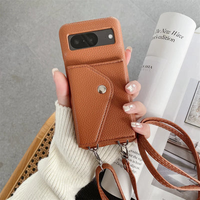 Crossbody Leather Wallet Case for Google Pixel 8/7/6 Pro/7A/6A/5A