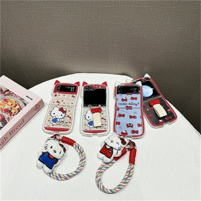 3D Cute Cartoon Sanrio Hello Kitty Bear Phone Case For Samsung Galaxy Z Flip