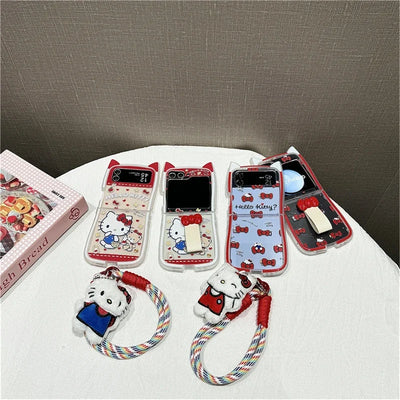 3D Cute Cartoon Sanrio Hello Kitty Bear Phone Case For Samsung Galaxy Z Flip