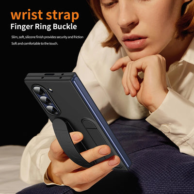 Wristband Foldable Stand Funda With Front Glass Lens Protection for Samsung Galaxy Z Fold Series