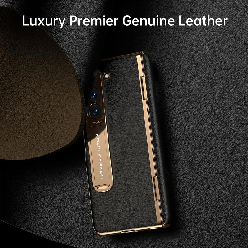 Luxury Leather Case with Stand & Screen Protection For Z Fold 5