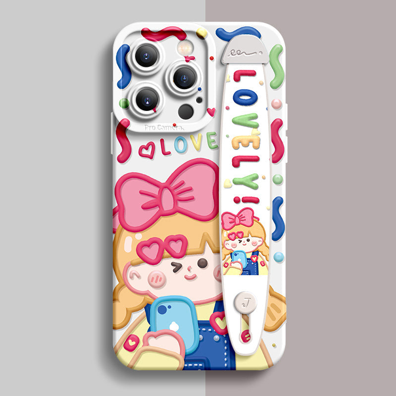 iPhone Series | “Cute Girl”  Liquid Silicone Wristband Phone Case