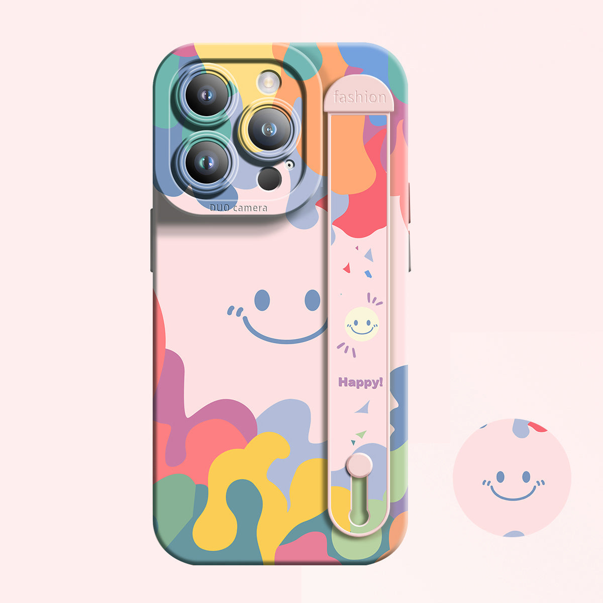 iPhone Series | Smiley Watercolor Liquid Silicone Wristband Phone Case