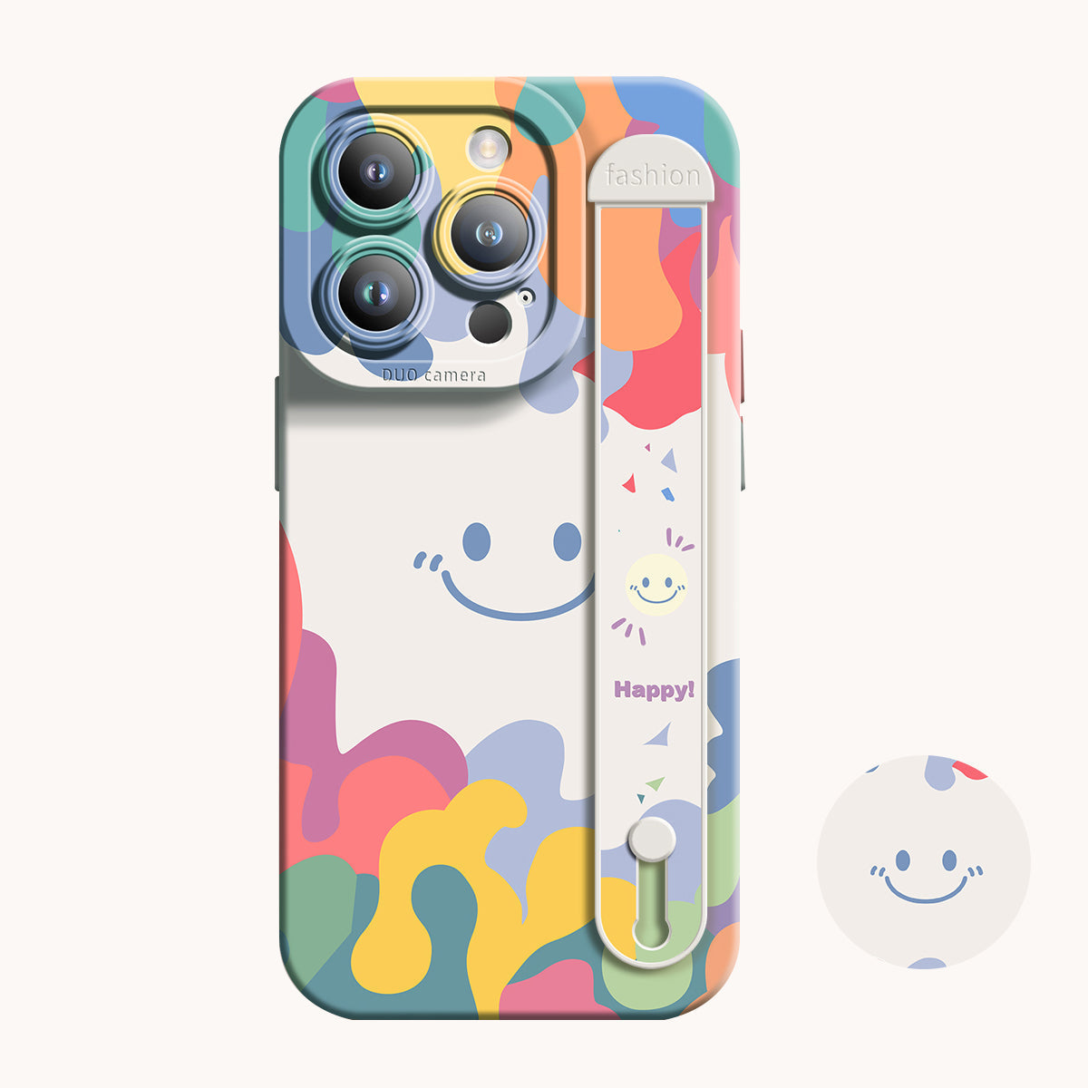 iPhone Series | Smiley Watercolor Liquid Silicone Wristband Phone Case